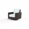 Montecito Swivel Rocker Club Chair in Canvas Skyline w/ Self Welt - Front Side Angle - Montecito Swivel Rocker Club Chair in Canvas Skyline w/ Self Welt - Front Side Angle