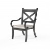 Monterey Swivel Dining Chair in Canvas Natural w/ Self Welt - Front Side Angle