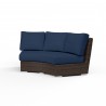 Montecito Curved Loveseat in Spectrum Indigo w/ Self Welt - Front Side Angle