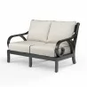 Monterey Loveseat in Frequency Sand w/ Contrast Canvas Java Welt - Front Side Angle - Monterey Loveseat in Frequency Sand w/ Contrast Canvas Java Welt - Front Side Angle
