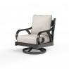 Monterey Swivel Rocker in Frequency Sand w/ Contrast Canvas Java Welt - Front Side Angle