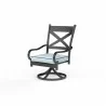Monterey Swivel Dining Chair in Frequency Sand w/ Contrast Canvas Java Welt - Front Side Angle - Monterey Swivel Dining Chair in Frequency Sand w/ Contrast Canvas Java Welt - Front Side Angle