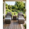 Royal Teak Sanibel Wicker Deep Seating Set - Two Club Chair, Two Ottomans and Side Table