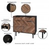 Manhattan Comfort Mid-Century Modern Liam Sideboard with 4 Shelves Details 