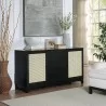 Manhattan Comfort Sheridan 59.05 Modern Cane Sideboard with Adjustable Shelves Black - Manhattan Comfort Sheridan 59.05 Modern Cane Sideboard with Adjustable Shelves Black