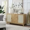 Manhattan Comfort Sheridan 59.05 Modern Cane Sideboard with Adjustable Shelves Nature - Manhattan Comfort Sheridan 59.05 Modern Cane Sideboard with Adjustable Shelves Nature