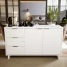 Manhattan Comfort Granville 55.07" Modern Sideboard with 3 Full Extension Drawers in White - Manhattan Comfort Granville 55.07" Modern Sideboard with 3 Full Extension Drawers in White