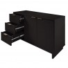 Manhattan Comfort Granville 55.07" Modern Sideboard with 3 Full Extension Drawers in Black Open Drawer