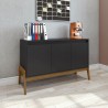 Manhattan Comfort Mid-Century Modern Gales 48.50 Sideboard with Solid Wood Legs In Matte Black Indoor