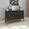 Manhattan Comfort Mid-Century Modern Gales 48.50 Sideboard with Solid Wood Legs In Matte Black Indoor - Manhattan Comfort Mid-Century Modern Gales 48.50 Sideboard with Solid Wood Legs In Matte Black Indoor