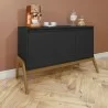 Manhattan Comfort Mid-Century Modern Gales 48.50 Sideboard with Solid Wood Legs In Matte Black Room - Manhattan Comfort Mid-Century Modern Gales 48.50 Sideboard with Solid Wood Legs In Matte Black Room