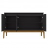 Manhattan Comfort Mid-Century Modern Gales 48.50 Sideboard with Solid Wood Legs In Matte Black Open