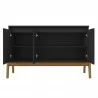 Manhattan Comfort Mid-Century Modern Gales 48.50 Sideboard with Solid Wood Legs In Matte Black Open - Manhattan Comfort Mid-Century Modern Gales 48.50 Sideboard with Solid Wood Legs In Matte Black Open