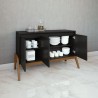 Manhattan Comfort Mid-Century Modern Gales 48.50 Sideboard with Solid Wood Legs In Matte Black Kitchen