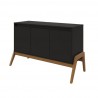 Manhattan Comfort Mid-Century Modern Gales 48.50 Sideboard with Solid Wood Legs In Matte Black Front