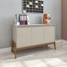 Manhattan Comfort Mid-Century Modern Gales 48.50 Sideboard with Solid Wood Legs In Greige Room