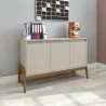 Manhattan Comfort Mid-Century Modern Gales 48.50 Sideboard with Solid Wood Legs In Greige Room - Manhattan Comfort Mid-Century Modern Gales 48.50 Sideboard with Solid Wood Legs In Greige Room