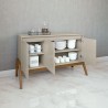 Manhattan Comfort Mid-Century Modern Gales 48.50 Sideboard with Solid Wood Legs In Greige Kitchen