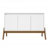 Manhattan Comfort Mid-Century Modern Gales 48.50 Sideboard with Solid Wood Legs In Matte White Front