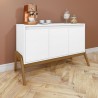 Manhattan Comfort Mid-Century Modern Gales 48.50 Sideboard with Solid Wood Legs In Matte White Room