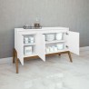 Manhattan Comfort Mid-Century Modern Gales 48.50 Sideboard with Solid Wood Legs In Matte White Kitchen