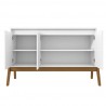 Manhattan Comfort Mid-Century Modern Gales 48.50 Sideboard with Solid Wood Legs In Matte White Open