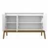 Manhattan Comfort Mid-Century Modern Gales 48.50 Sideboard with Solid Wood Legs In Matte White Open - Manhattan Comfort Mid-Century Modern Gales 48.50 Sideboard with Solid Wood Legs In Matte White Open