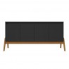 Manhattan Comfort Mid-Century Modern Gales 63.32 Sideboard with Solid Wood Legs in Matte Black Front