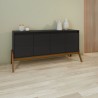 Manhattan Comfort Mid-Century Modern Gales 63.32 Sideboard with Solid Wood Legs in Matte Black Room