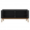 Manhattan Comfort Mid-Century Modern Gales 63.32 Sideboard with Solid Wood Legs in Matte Black Open