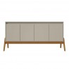 Manhattan Comfort Mid-Century Modern Gales 63.32 Sideboard with Solid Wood Legs in Greige Front
