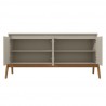Manhattan Comfort Mid-Century Modern Gales 63.32 Sideboard with Solid Wood Legs in Greige Open