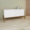 Manhattan Comfort Mid-Century Modern Gales 63.32 Sideboard with Solid Wood Legs in Matte White Room
