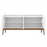 Manhattan Comfort Mid-Century Modern Gales 63.32 Sideboard with Solid Wood Legs in Matte White Open