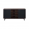 Manhattan Comfort Duane 59.05 Modern Ribbed Sideboard with Adjustable Shelves in Dark Brown And Black Front
