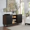 Manhattan Comfort Duane 59.05 Modern Ribbed Sideboard with Adjustable Shelves in Dark Brown And Black - Manhattan Comfort Duane 59.05 Modern Ribbed Sideboard with Adjustable Shelves in Dark Brown And Black
