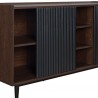 Manhattan Comfort Duane 59.05 Modern Ribbed Sideboard with Adjustable Shelves in Dark Brown And Black Half