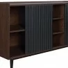 Manhattan Comfort Duane 59.05 Modern Ribbed Sideboard with Adjustable Shelves in Dark Brown And Black Half - Manhattan Comfort Duane 59.05 Modern Ribbed Sideboard with Adjustable Shelves in Dark Brown And Black Half