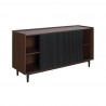 Manhattan Comfort Duane 59.05 Modern Ribbed Sideboard with Adjustable Shelves in Dark Brown And Black Side
