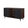 Manhattan Comfort Duane 59.05 Modern Ribbed Sideboard with Adjustable Shelves in Dark Brown And Black Other Side