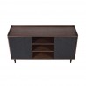 Manhattan Comfort Duane 59.05 Modern Ribbed Sideboard with Adjustable Shelves in Dark Brown And Black Top