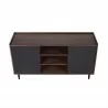 Manhattan Comfort Duane 59.05 Modern Ribbed Sideboard with Adjustable Shelves in Dark Brown And Black Top - Manhattan Comfort Duane 59.05 Modern Ribbed Sideboard with Adjustable Shelves in Dark Brown And Black Top