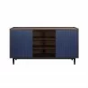 Manhattan Comfort Duane Modern Ribbed Sideboard in Dark Brown and Blue Front - Manhattan Comfort Duane Modern Ribbed Sideboard in Dark Brown and Blue Front