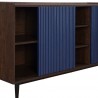 Manhattan Comfort Duane 59.05 Modern Ribbed Sideboard with Adjustable Shelves in Dark Brown And Blue Half