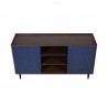 Manhattan Comfort Duane 59.05 Modern Ribbed Sideboard with Adjustable Shelves in Dark Brown And Blue Top