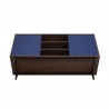 Manhattan Comfort Duane 59.05 Modern Ribbed Sideboard with Adjustable Shelves in Dark Brown And Blue Bottom
