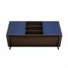 Manhattan Comfort Duane 59.05 Modern Ribbed Sideboard with Adjustable Shelves in Dark Brown And Blue Bottom - Manhattan Comfort Duane 59.05 Modern Ribbed Sideboard with Adjustable Shelves in Dark Brown And Blue Bottom