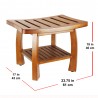 Oceanstar Solid Wood Spa Bench - Dimensions