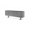 Whiteline Modern Living Densy Buffet In High Gloss Dark Grey And Metal Base - Angled