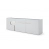 Whiteline Modern Living Mandarin Buffet Matt White With Polished Stainless Steel Decorative Part - Angled View